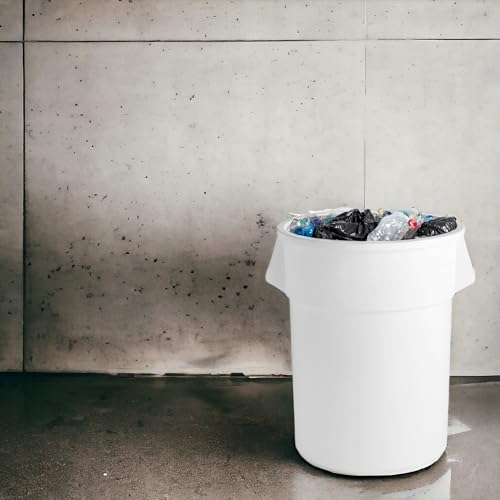 PRO&Family Commercial Round Trash Can, Ingredient Bin, Heavy-Duty Plastic, Anti-Static, Kitchen, Office, Outdoor Use (White, 55 Gallon) - color: White, size: 55 Gallon