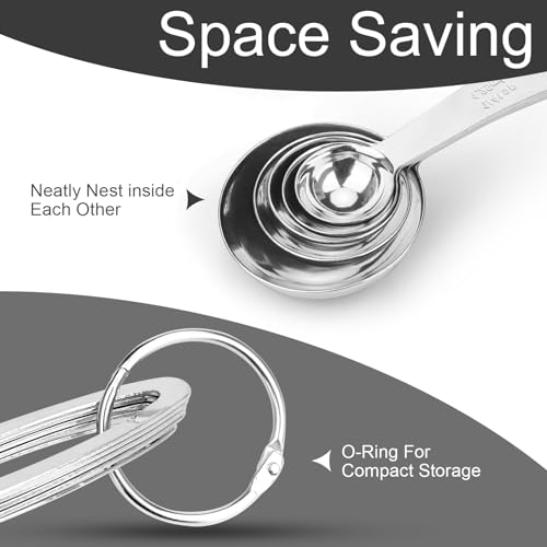 5pcs Measuring Spoon Set, Heavy Duty Stainless Steel Measuring Spoons for Cooking Baking, Tablespoon Teaspoon for Dry or Liquid Ingredients, Fits in Spice Jar, 1/4 1/2 1 tsp, 1/2 1 tbsp - size: 5pcs