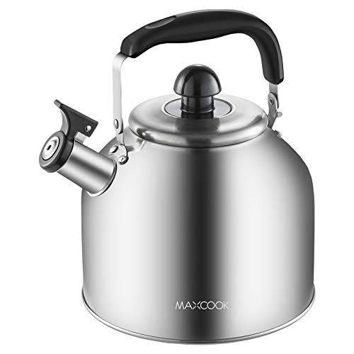 4.2 Quart/4L Stainless Steel Whistling Tea Kettle,Brushed Satin, Suitable to Boiling Water & Tea on Induction Stove, Gas Stove Top Teapot - color: Silver, size: 4.2 Quarts