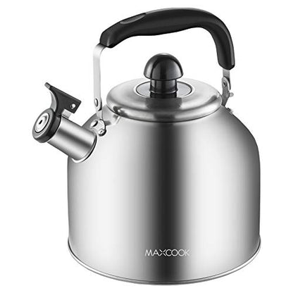 4.2 Quart/4L Stainless Steel Whistling Tea Kettle,Brushed Satin, Suitable to Boiling Water & Tea on Induction Stove, Gas Stove Top Teapot - color: Silver, size: 4.2 Quarts
