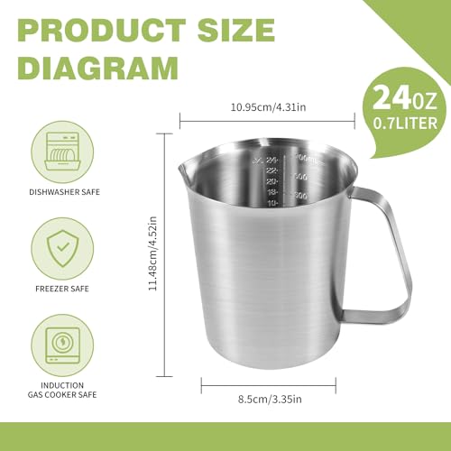 Stainless Steel Measuring Cup with Easy-Read Scales, Unbreakable, Comfort Grip Handle for Cooking, Baking, Mixing Drinks, Pet Food (24oz) - size: 24oz