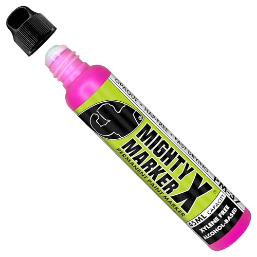 PM-37 Industrial Dauber Paint Marker - 12mm Wide Tip for Metal, Glass & Non-Porous Surfaces - Xylene Free, 45ml Capacity - Fl. Pink - color: Fl. Pink