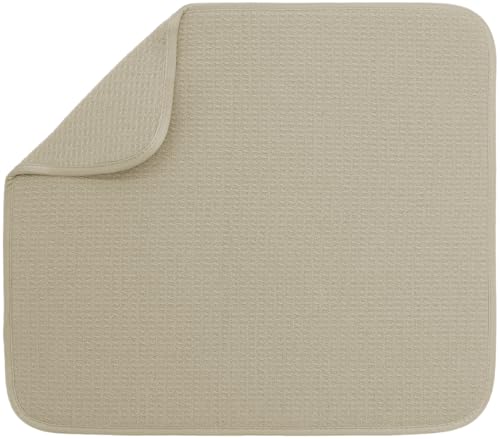 S&T INC. Dish Drying Mat, 16” x 18”, Absorbent Microfiber Kitchen Counter Mat, Dish Drying Pad for Dishes, Utensils, Pots and Pans, Large, Pure Cashmere - size: 16" x 18"