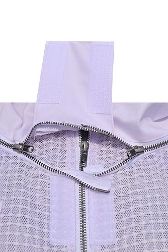 3 Layer Beekeeping Suit with Fencing Veil, Protective Gear, Includes Gloves (White, 4X-Large) - size: 4X-Large