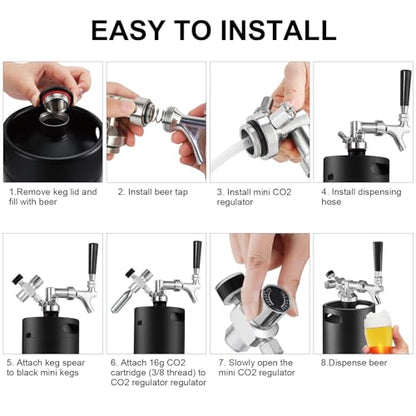 Ferroday 128Oz Mini Keg Growler Tap System, Homebrew Mini Beer Growler, Stainless Steel Draft Beer Dispenser With Faucet&Co2 Regulator, Portable Beer Tap System Keep Beer Fresh And Carbonation - color: Black