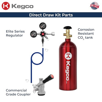Kegco Elite Series Direct Draw Keg Tap Kit with Red 5 lb. Co2 Tank - color: Elite Series Commercial Grade