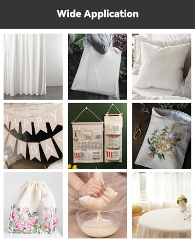 HOTGODEN Light Weight 100% Cotton Muslin Fabric: 59 inch x 2,5,10 Yards Bleached Muslin Linen Fabric Material for Sewing Material Apparel Cloth - color: Bleached, size: 2 YARDS