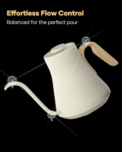 Cocinare Gooseneck Electric Kettle, ±1°F Precise Temperature Control, 1500W Fast Heating, Pour Over Coffee & Tea Kettle with Brew Timer & Keep Warm, Stainless Steel, 0.9L (White Maple) - color: White Maple