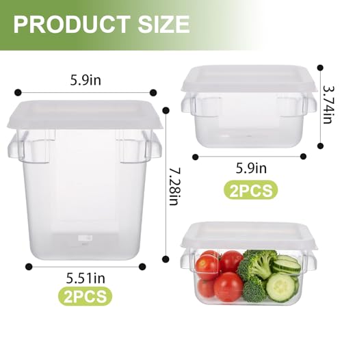 4-Piece Dough Fermentation Buckets with Lids, Baking Storage Container, Clear Plastic Stackable Container with Dual-handle for Kitchen Restaurant & Pantry Organization - color: Square