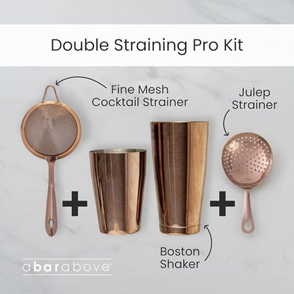 A Bar Above Antique Copper Conical Mesh Strainer, Fine Cocktail Sieve for Bartenders and Chefs, 304 Stainless Steel Double-Strainer for Tea, Coffee, Broths, and Stylish Home Bar Presentation - color: Antique Copper