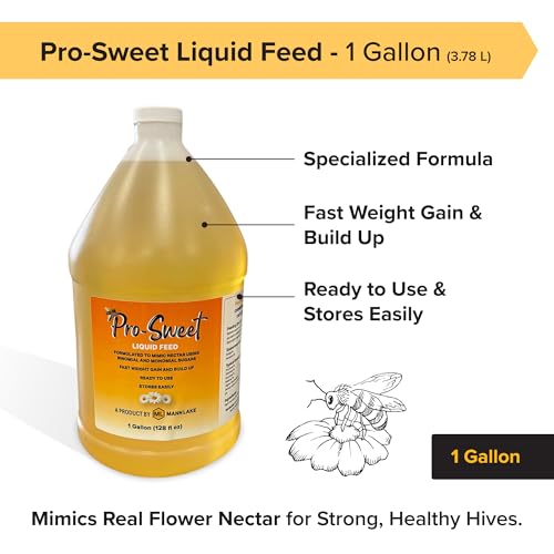 Mann Lake Pro-Sweet Liquid Feed, Natural Supplemental Feed for Bees, Ready-to-Use Nectar Alternative, Formula for Optimal Nutrition & Hive Weight, 1 Gallon, Made in USA - size: 128 Fl Oz (Pack of 1)