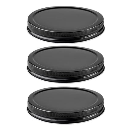 89mm (3.5") Black Steel Lid – Food-Grade, Leak-Resistant 89/400 Cap for Wide-Mouth Glass Jars (3 Pack, Jars Not Included) | The Kombucha Company - color: Black, size: Steel