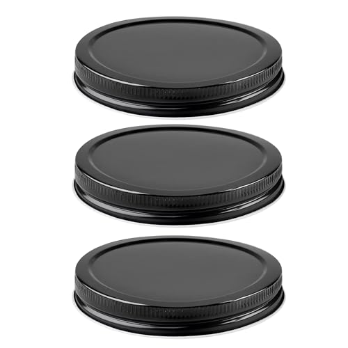 89mm (3.5") Black Steel Lid – Food-Grade, Leak-Resistant 89/400 Cap for Wide-Mouth Glass Jars (3 Pack, Jars Not Included) | The Kombucha Company - color: Black, size: Steel