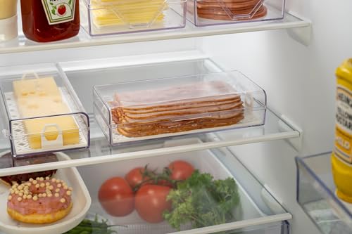 Pikanty Deli Meat Container for Refrigerator with Removable Tray - Airtight Keeper for Cold Cuts, Sliced Cheese, Ham, Turkey, Salami and Pepperoni, Hinged Lid, Dishwasher Safe, Made in USA - style: Deli Storage Container