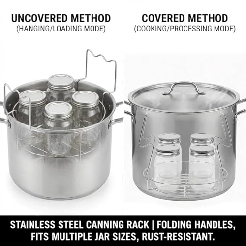2pcs 12 Inch Canning Rack for Water Bath Canner, Stainless Steel Canning Basket & Pot Rack Insert with Contoured Handle for Secure Lifting, Fits Stock Pots (12 inch) - size: 12 inch