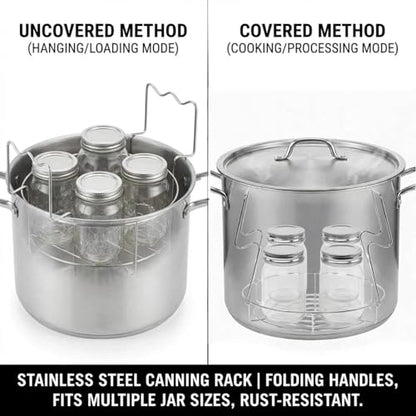 2pcs 12 Inch Canning Rack for Water Bath Canner, Stainless Steel Canning Basket & Pot Rack Insert with Contoured Handle for Secure Lifting, Fits Stock Pots (12 inch) - size: 12 inch