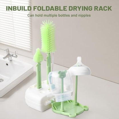 Baby Bottle Cleaner Brush Set Travel Baby Bottle Cleaning Kit Toddler Cleaning Set Travel Bottle Cleaner Kit After Birth Essentials for Mom Kit Toddler Travel Essential Convenience kit - color: Green