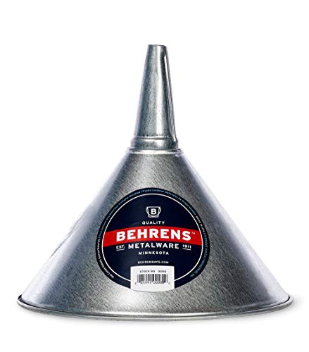 Behrens GF52 Galvanized Steel Funnel with Screen, 2 Quart, Silver