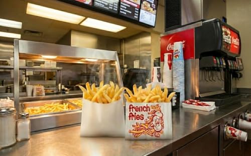 Food Service Paper Bags for Fries, Hashbrowns & Hot Foods - 5.5x4 inch, 1000 Count White Takeout Bags - style: White