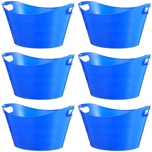 Patelai 6 Pcs Ice Buckets Bulk, Plastic Ice Buckets with Handles, Oval Storage Tub, Large Capacity Drink Tub for Party Bar Wine Beer Champagne Beverage Bottle Cooler(7 Liter,Blue) - color: Blue, size: 7 Liter
