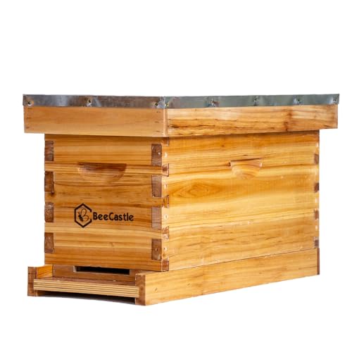 BeeCastle 5 Frame Bee Hive Nuc Box Coated with 100% Beeswax Includes Beehive Frames and Waxed Foundations