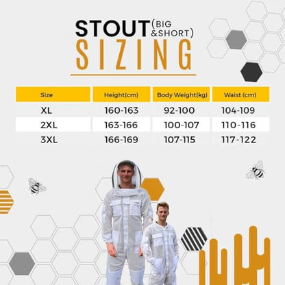 3 Layer Ventilated Bee Suit for Men & Women, Sting Proof Beekeeping Suit with Fencing & Round Veil, Professional Beekeeper Suit & Gear (5XL) - size: 5X-Large