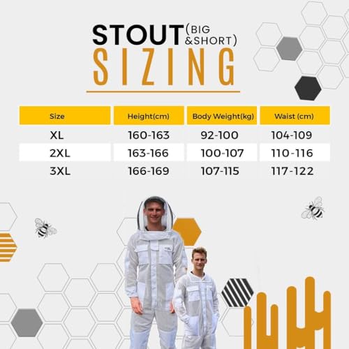 3 Layer Ventilated Bee Suit for Men & Women, Sting Proof Beekeeping Suit with Fencing & Round Veil, Professional Beekeeper Suit & Gear (10XL) - size: 10XL