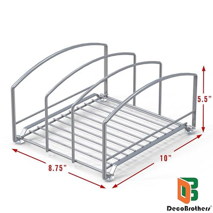 Deco Brothers Cookware Organizer Rack for Kitchen Cabinet, 3 Slot Holder, Silver - color: Silver