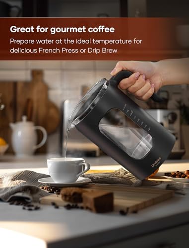 Electric Tea Kettle, INTASTING Glass Electric Kettle with tea Infuser and Precise knob temperature control, 1200W Fast Heating, BPA-Free, Easy to Clean, 1 Liter (Wood) - color: Wood
