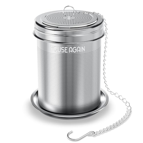 HOUSE AGAIN Tea Infuser, Extra Fine Mesh Tea Strainers for Loose Tea, 18/8 Stainless Steel Tea Strainer with Extended Chain Hook, Tea Steeper for Brew Tea, Spices & Seasonings for Single Cup, 1 Pack - size: Small × 1