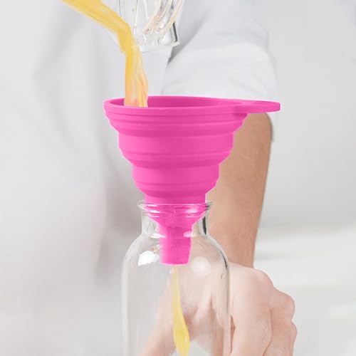 1Pcs Collapsible Funnel for Kitchen, Compact Tool for Liquid and Powder Transfer, Space-Saving Design with Hanging Hole - color: Pink, size: 1Pack