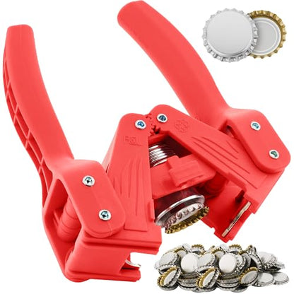 Bottle Capper Including 120 Free Caps for Home Brew Beer Making or Lemonade Glass Bottles - Easy to Cap