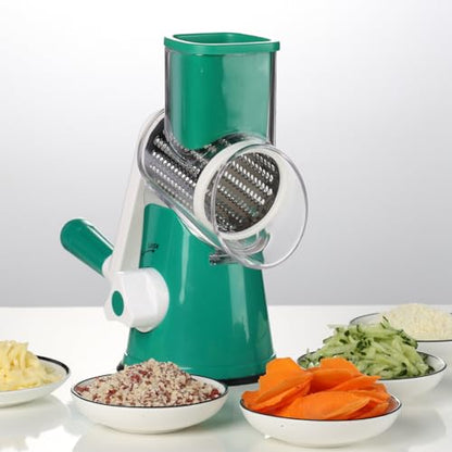 Cambom Rotary Cheese Grater Hand Crank Cheese Shredder for Fresh Cheese, Vegetable, Nuts,Non-slip Suction Base, Three Blades, Dark Green - color: Dark Green, size: 3 BLADES