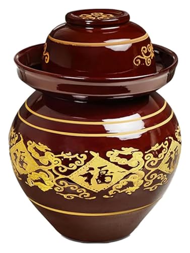 Traditional Chinese Porcelain Pickle Jar - Ceramic Fermentation Crock with Water Seal Airlock Lid for Kimchi and Sauerkraut(6kg) - size: 6kg