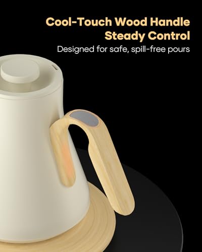Cocinare Gooseneck Electric Kettle, ±1°F Precise Temperature Control, 1500W Fast Heating, Pour Over Coffee & Tea Kettle with Brew Timer & Keep Warm, Stainless Steel, 0.9L (White Maple) - color: White Maple