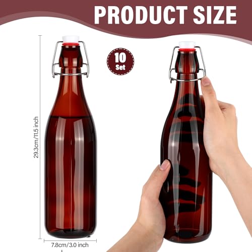 Aoriher 12 Pcs 25 oz Amber Glass Bottles, Swing Top Glass Brewing Bottles with Airtight Lids for Home Brewing, Vanilla Extract, Kombucha, Beer, Kefir, Beverage, Water, Soda - color: Amber, Red