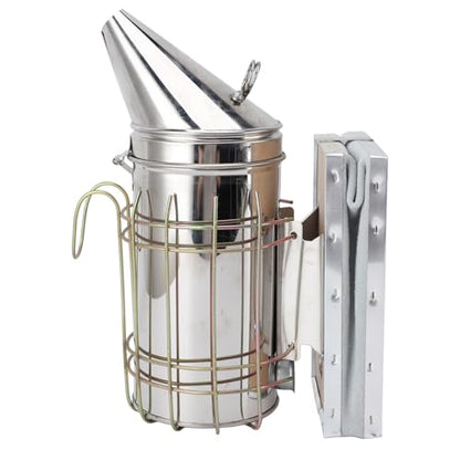 Stainless Steel Bee Smoker for Beekeeping with Heat, Lightweight Beekeeper Tool, Solid Wood, Stable Smoke, Easy to Carry, Calm Bees, Avoid Attacks, Excellent Airflow (Gold) - color: Gold