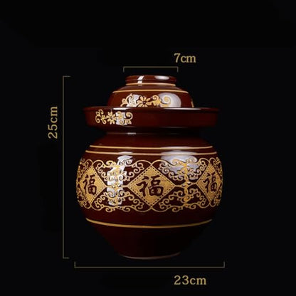 MRYBD Pickle Jar Large Traditional Sichuan Chinese Ceramic Fermenting Jar With Water Seal Airlock Lid, Ceramic Fermentation Crock for Pickling, Kimchi, Sauerkraut S - size: S