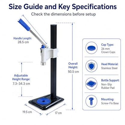 TsoLay Beer Bottle Capping Machine, Adjustable Bench Bottle Capper with Non-Slip Base, Convenient Push-Type Adjustment, Quick and Accurate Capping for Kitchen, Wineries and Bar Counters