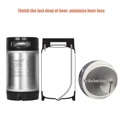 2.5 Gal Rubber Handle Corney Beer Keg 9.5L Premium Stainless Steel Homebrew Growler Leak Proof Lid Soda Barrel Home Brew