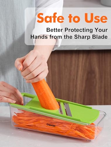 Geedel Professional Mandoline Slicer for Kitchen, Multi Purpose Vegetable Slicer Cutter, Vegetable Cutter Onion Cutter for Veggie Fruit Cheese - color: Red