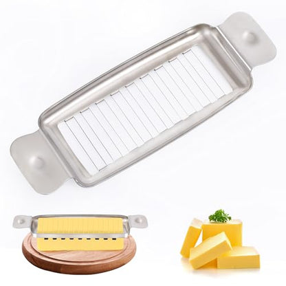 Stainless Steel Butter & Cheese Slicer – 18 Wire Cutter for Perfect 1/4" Slices, Ergonomic Handle, Dishwasher Safe for Butter, Cheese & Soft Foods