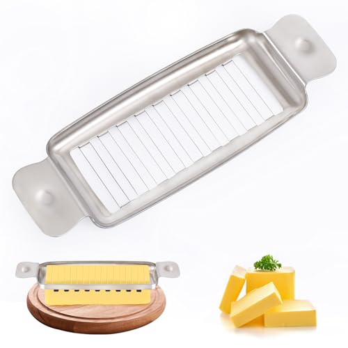 Stainless Steel Butter & Cheese Slicer – 18 Wire Cutter for Perfect 1/4" Slices, Ergonomic Handle, Dishwasher Safe for Butter, Cheese & Soft Foods
