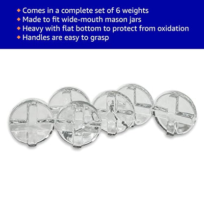 Trademark Innovations Glass Fermentation Pickling Jar Weights, Cross Grip Style (Set of 6) - style: Cross Grip