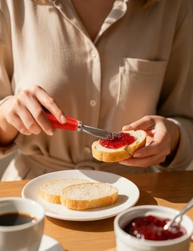 Stainless Steel Butter Spreader Knife 2 Pack with Handle for Kitchen Red | Dishwasher Safe, for Soft & Hard Cheese, Jam, Cold Butter - color: Red 2 Pack