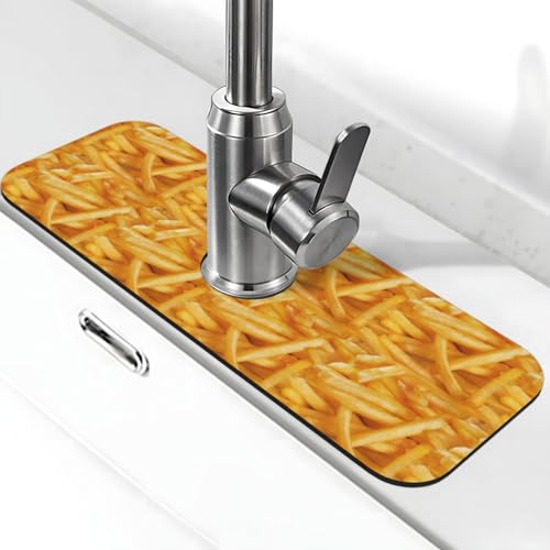 Fries Faucet Mat For Kitchen Sink, Absorbent Countertop Protector, Quick Dry Sink Splash Guard Pad, Waterproof Draining Mat 15" X 5.5" - color: Style 1