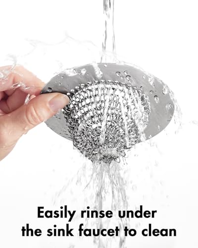 Wokdada Sink Drain Strainer, Reversible No Clog Mesh Kitchen Sink Drain Strainer, 304 Stainless Steel & Rust-Proof/Masterfully Handcrafted, Easy Clean, Dishwasher Safe, Fits Standard Sink Drain - color: Bright Silver