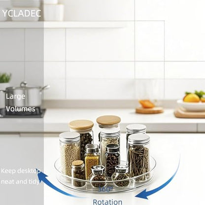 2 Pack Lazy Susan 9.25" Inch Turntable Organizer Pantry Organization and Storage Container Bins Spice Rack Cabinet Rotating Condiment for Pantry Kitchen Vanity Bathroom Jewelry Holder Clear - size: 9.25 inch 2Pack