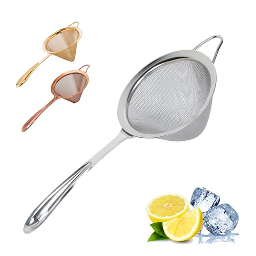 A Bar Above Stainless Steel Fine Mesh Cocktail Strainer, 304 Conical Sieve with Ergonomic Handle, Rustproof Bartender Tool for Double-Straining Tea, Coffee, Kombucha, and Culinary Prep - color: Stainless Steel