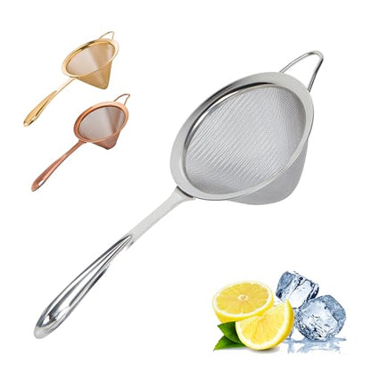 A Bar Above Stainless Steel Fine Mesh Cocktail Strainer, 304 Conical Sieve with Ergonomic Handle, Rustproof Bartender Tool for Double-Straining Tea, Coffee, Kombucha, and Culinary Prep - color: Stainless Steel